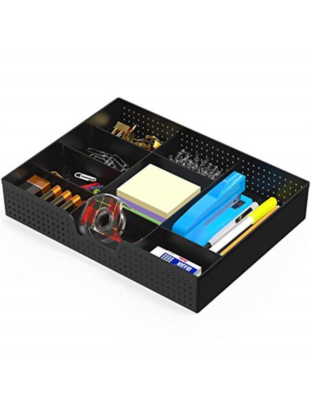 Desk Drawer Organizer Adjustable Dividers Office Supply Storage Tray Black